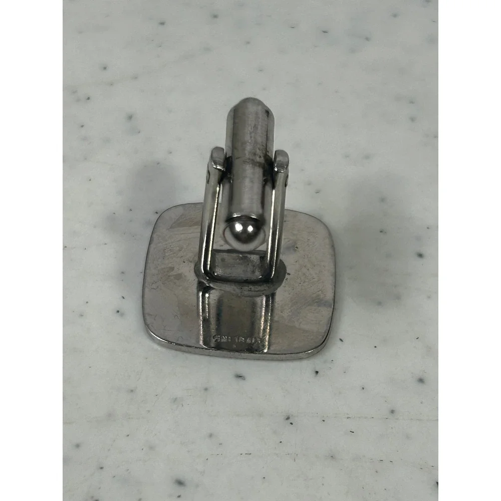 Vintage NS Meyer Inc New York Sterling Silver Square Cufflinks & Initial J Pair